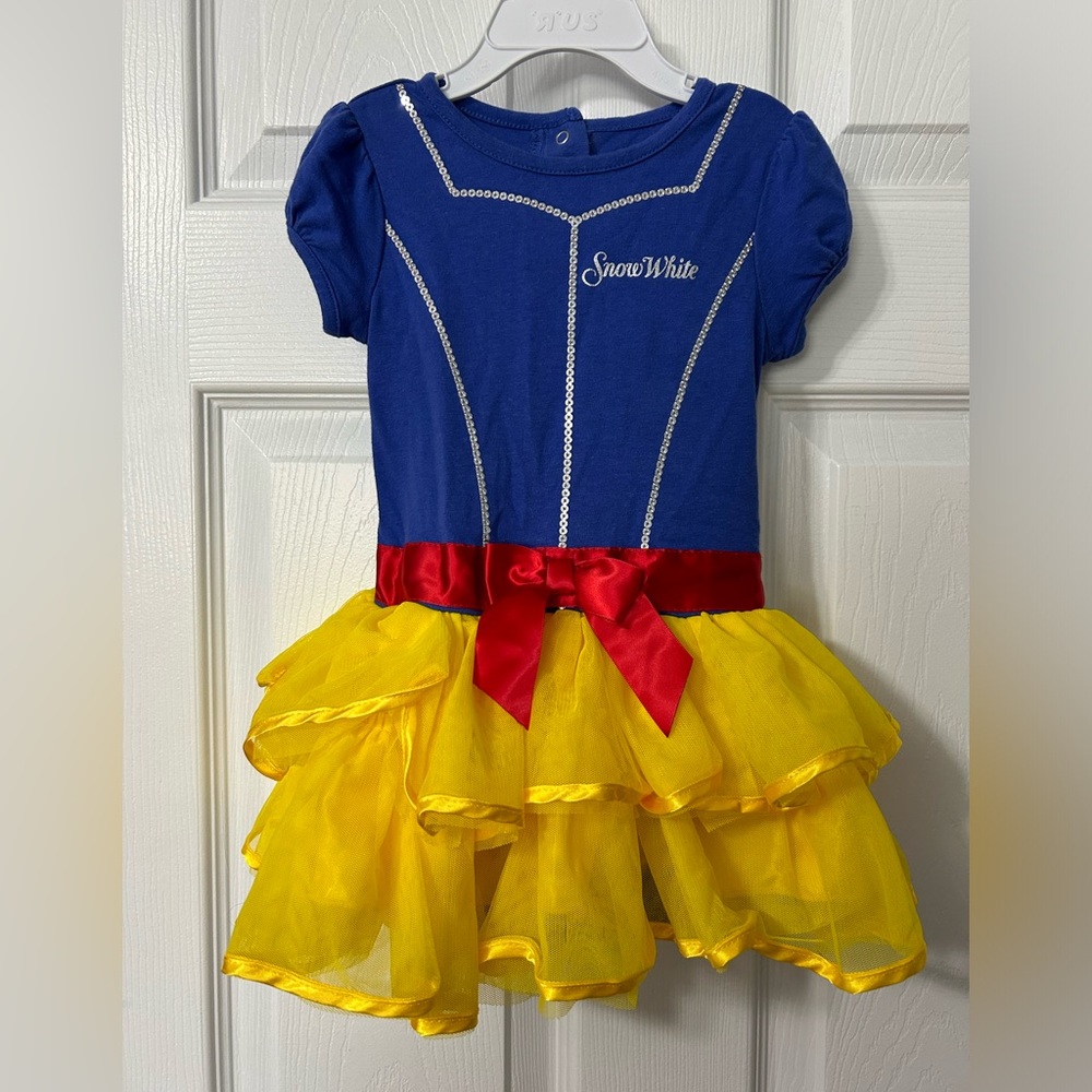 EUC Disney 24m Snow White bodysuit dress with sequins, bow and tulle